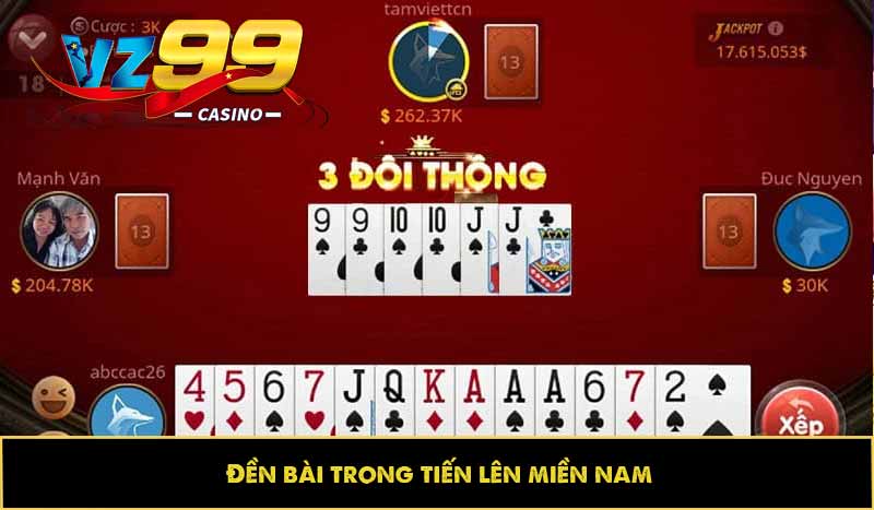đền bài trong tiến lên miền nam